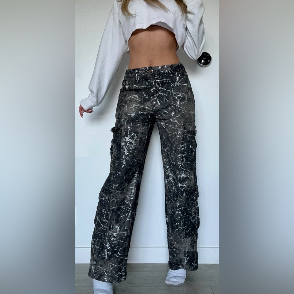 Black Paint-Splatter Cargo Pants